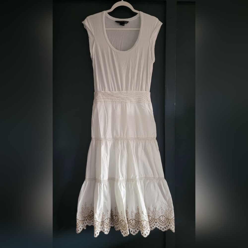 Veronica Beard Amaia Tiered Embroidered Casual‎ Midi Dress 100% Cotton White XS - Picture 4 of 16